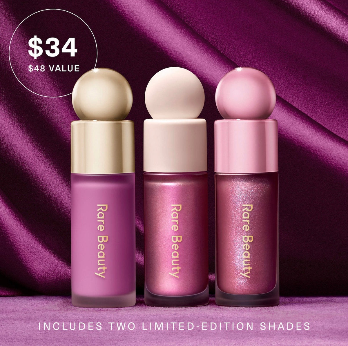 RARE BEAUTY BY SELENA GOMEZViolet Faves Mini Cheek and Lip Trio Makeup Gift Set