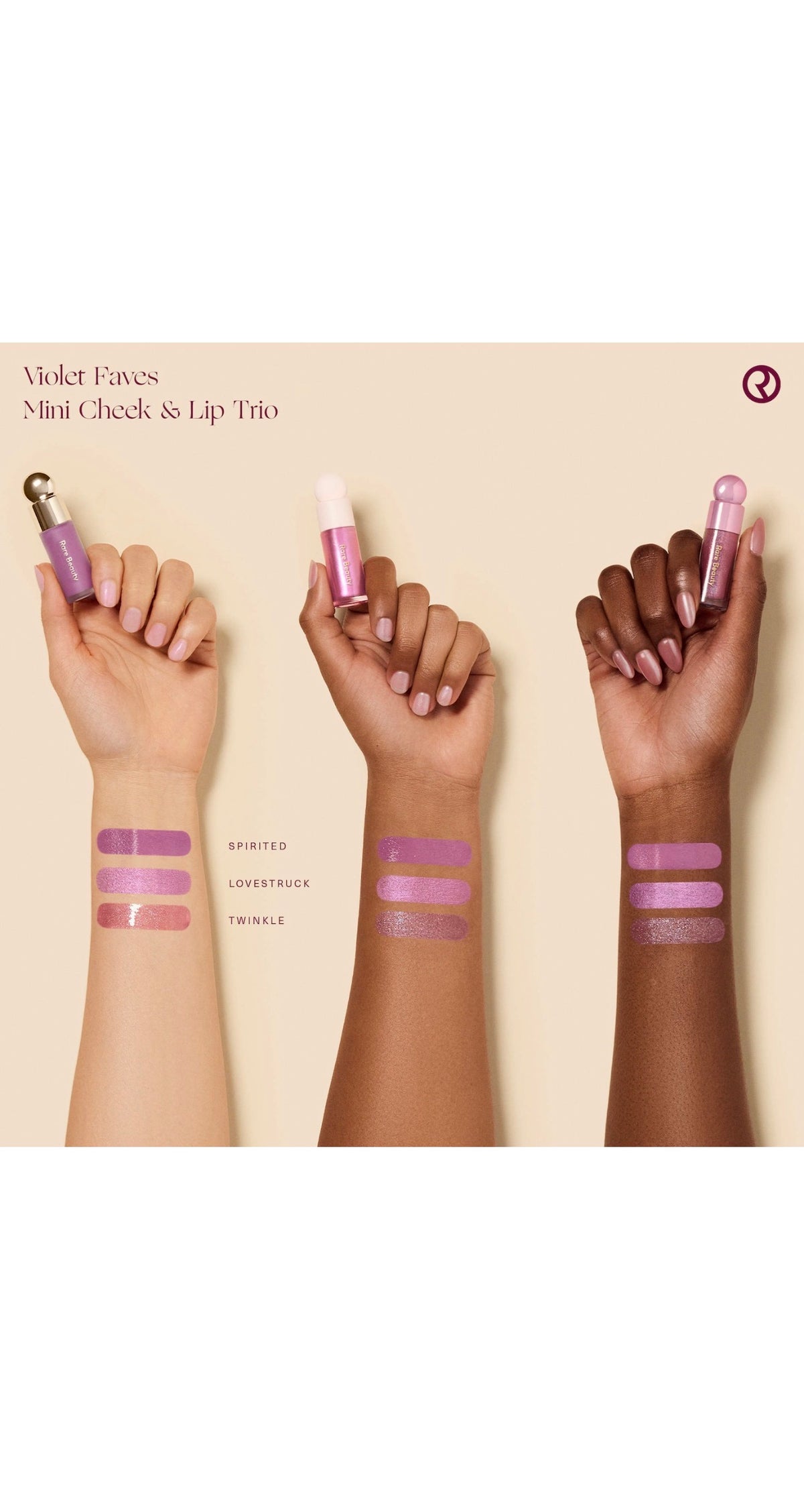 RARE BEAUTY BY SELENA GOMEZViolet Faves Mini Cheek and Lip Trio Makeup Gift Set