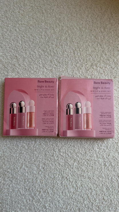 RARE BEAUTY Bright & Rosy Mini Lip And Cheek Set