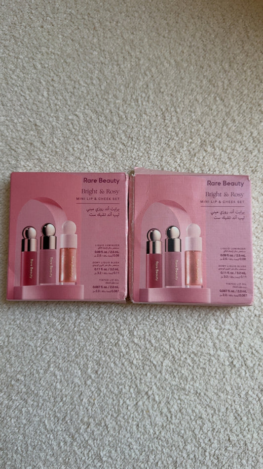 RARE BEAUTY Bright & Rosy Mini Lip And Cheek Set